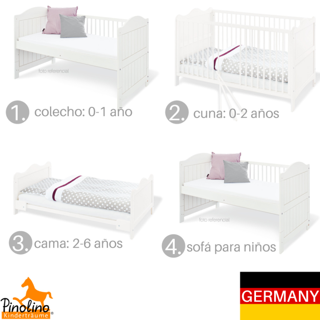Cuna para bebé cama cuna Florentina 4 en 1: Cuna-Colecho-Cama-Sofá